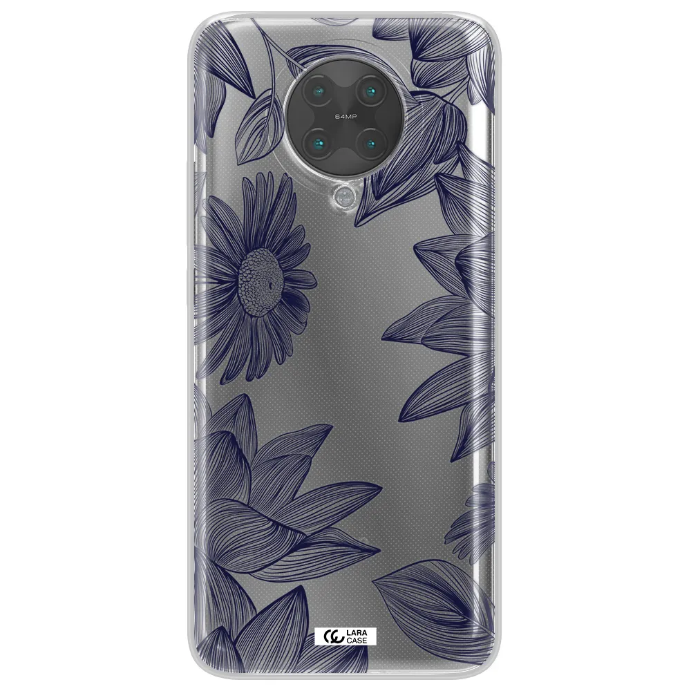 Blue Line Flower Xiaomi Poco F2 Pro Clear TPU Case