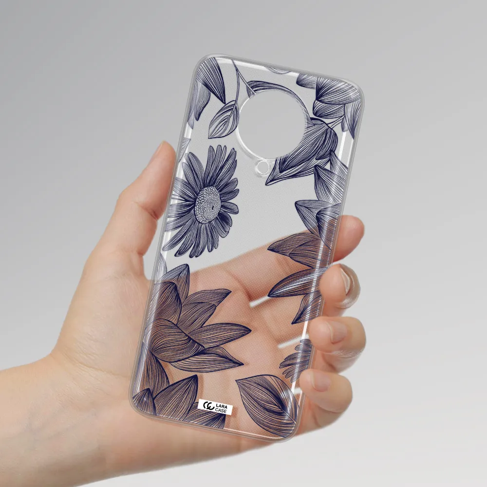 Blue Line Flower Xiaomi Poco F2 Pro Clear TPU Case