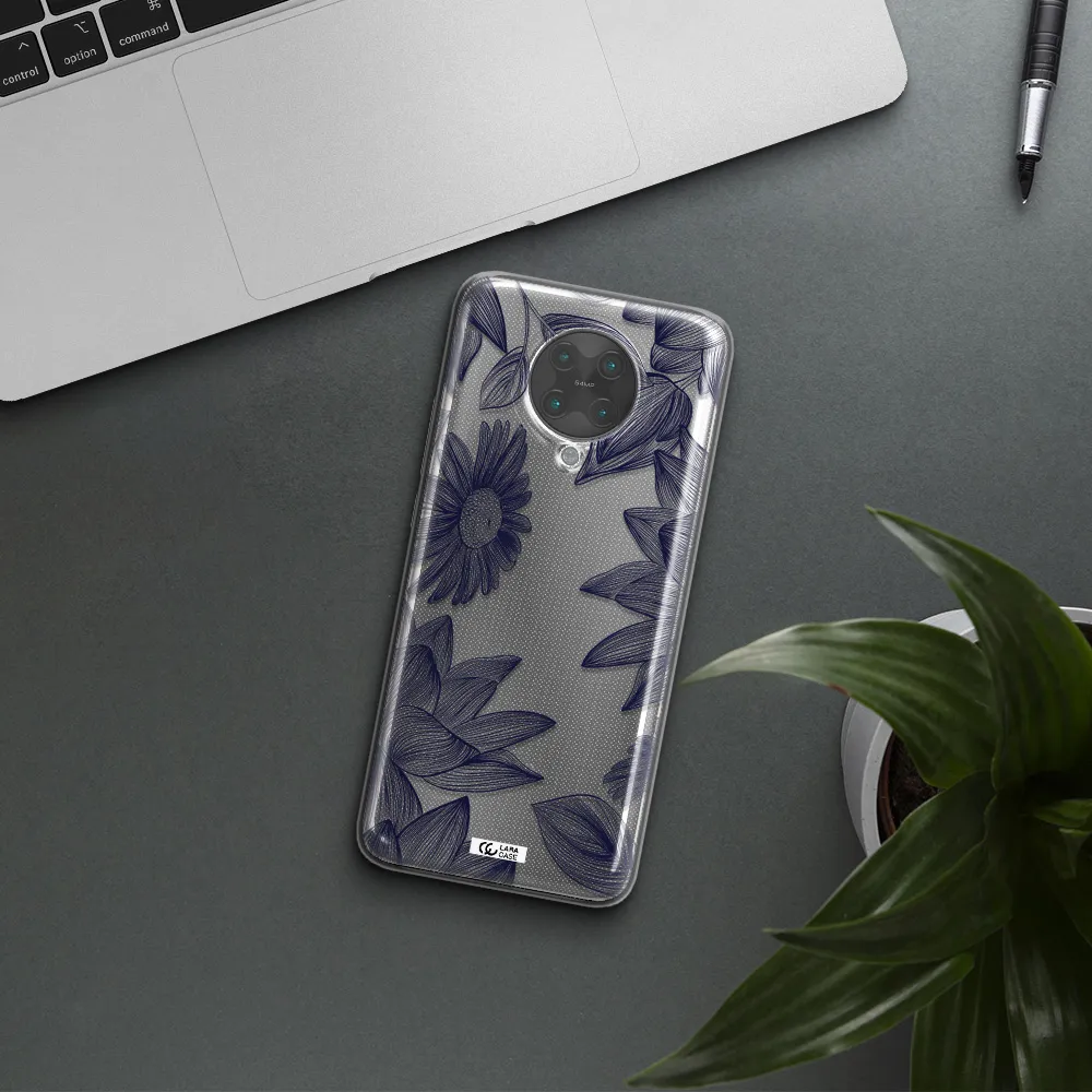 Blue Line Flower Xiaomi Poco F2 Pro Clear TPU Case
