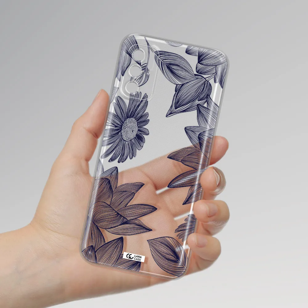 Blue Line Flower Xiaomi Poco M4 Pro 5G Clear Tpu Case