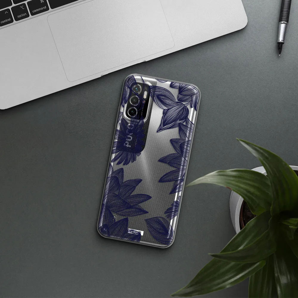 Blue Line Flower Xiaomi Poco M4 Pro 5G Clear Tpu Case