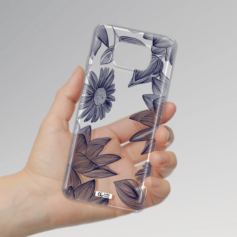 Blue Line Flower Xiaomi Poco X3 Clear TPU Case