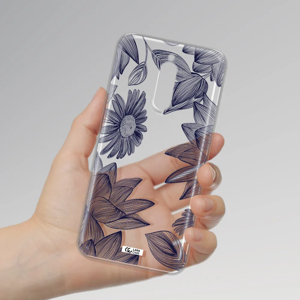 Blue Line Flower Xiaomi Redmi 8 Clear Tpu Case