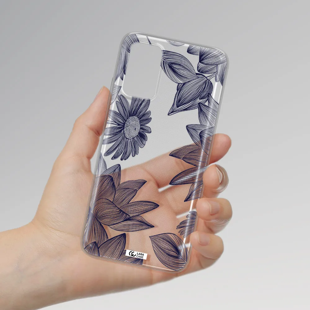 Blue Line Flower Xiaomi Redmi 9T Clear TPU Case