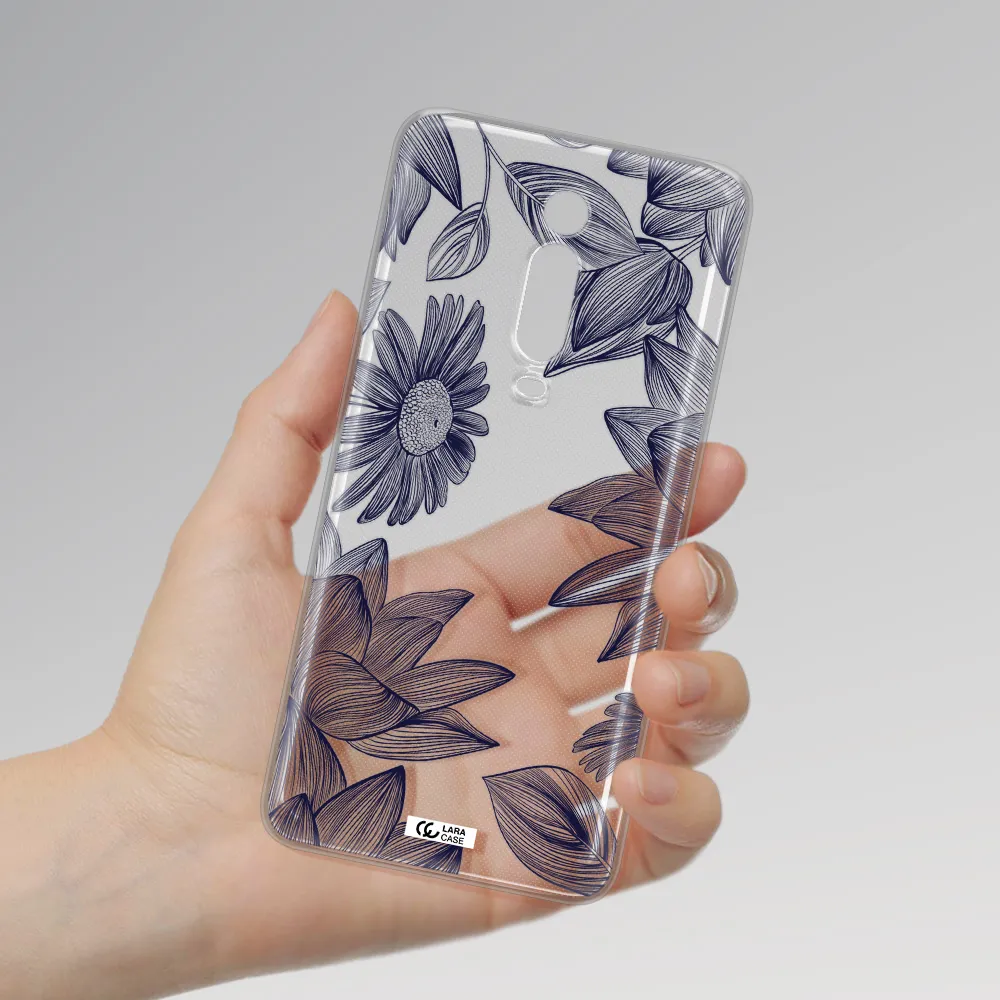 Blue Line Flower Xiaomi Redmi K20 Clear Tpu Case