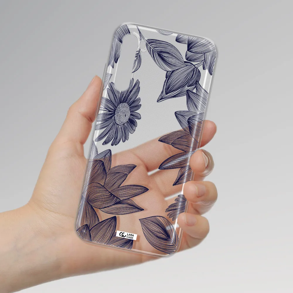 Blue Line Flower Xiaomi Redmi Note 8T Clear Tpu Case