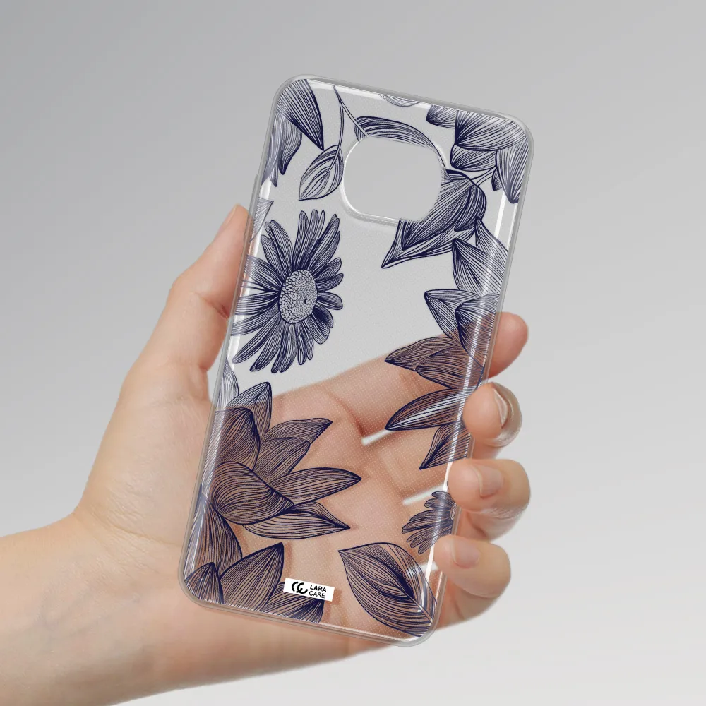 Blue Line Flower Xiaomi Redmi Note 9T Clear Tpu Case