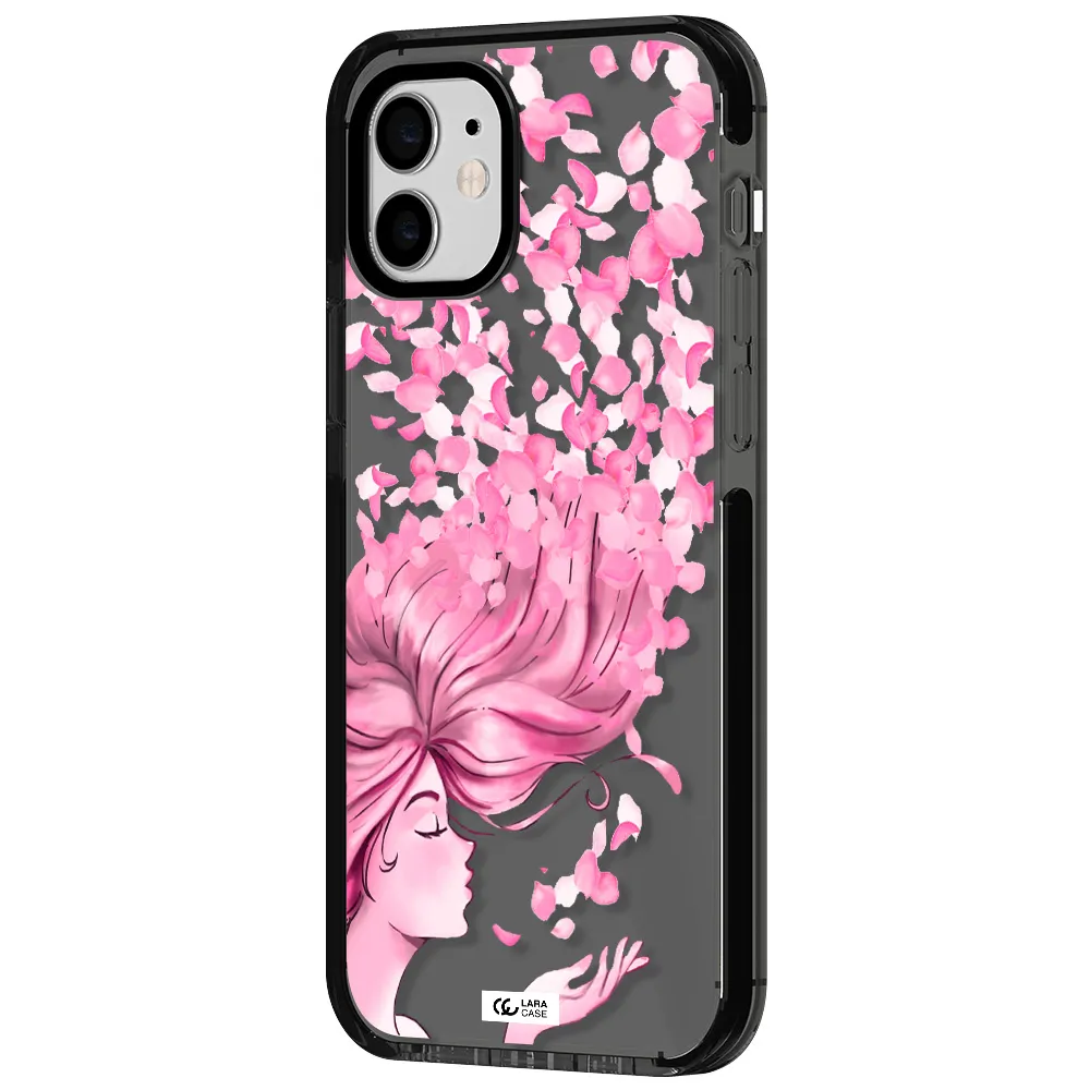 Sakura Leaves Hair Apple iPhone 11 impact Smoke Black Case