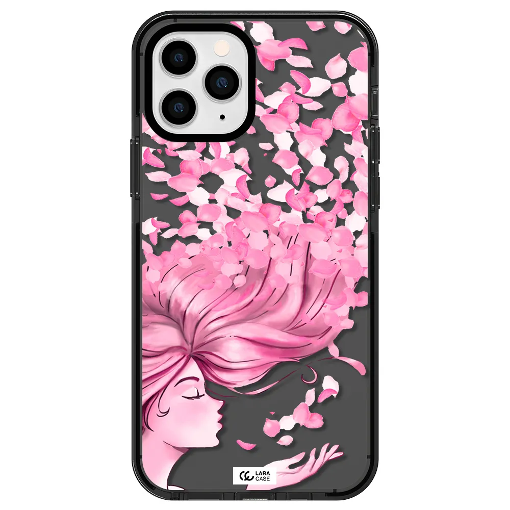 Sakura Leaves Hair Apple iPhone 11 pro impact Smoke Black Case