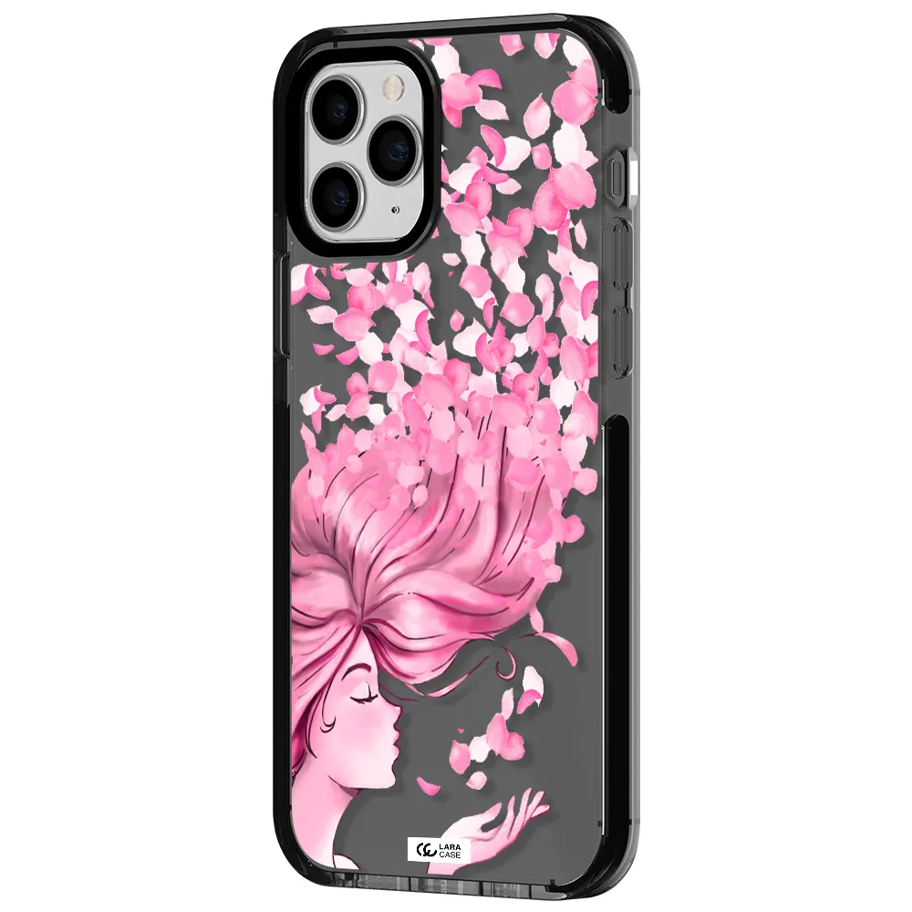 Sakura Leaves Hair Apple iPhone 11 pro impact Smoke Black Case