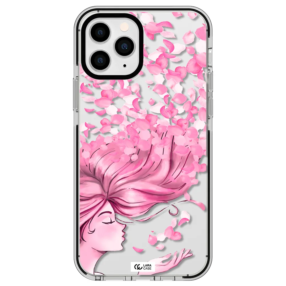 Sakura Leaves Hair Apple iPhone 11 pro max impact black border Case