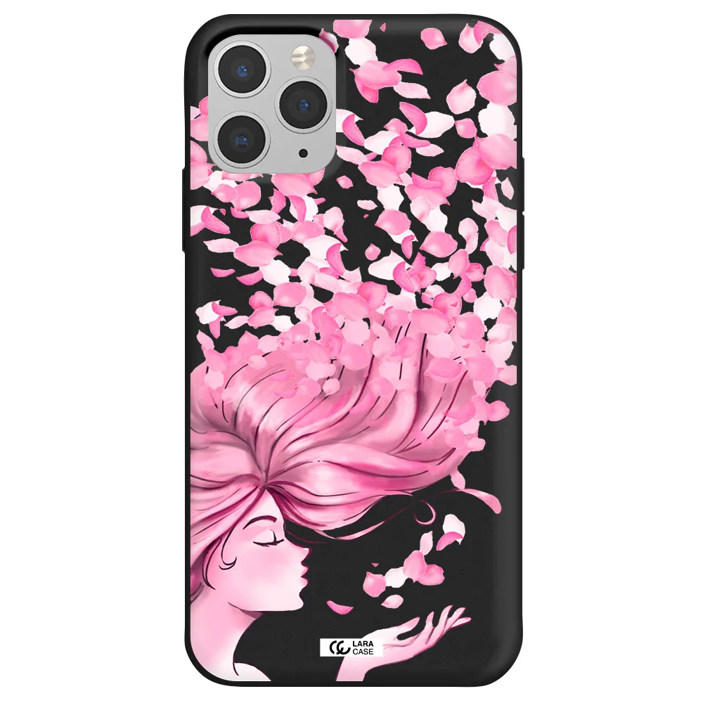 Sakura Leaves Hair Apple iPhone 11 pro max Silicone black Case