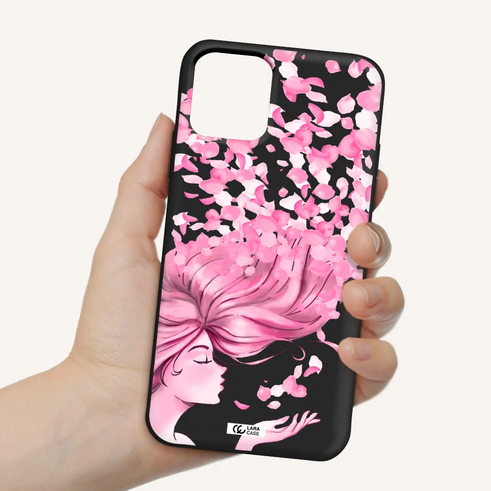 Sakura Leaves Hair Apple iPhone 11 pro max Silicone black Case