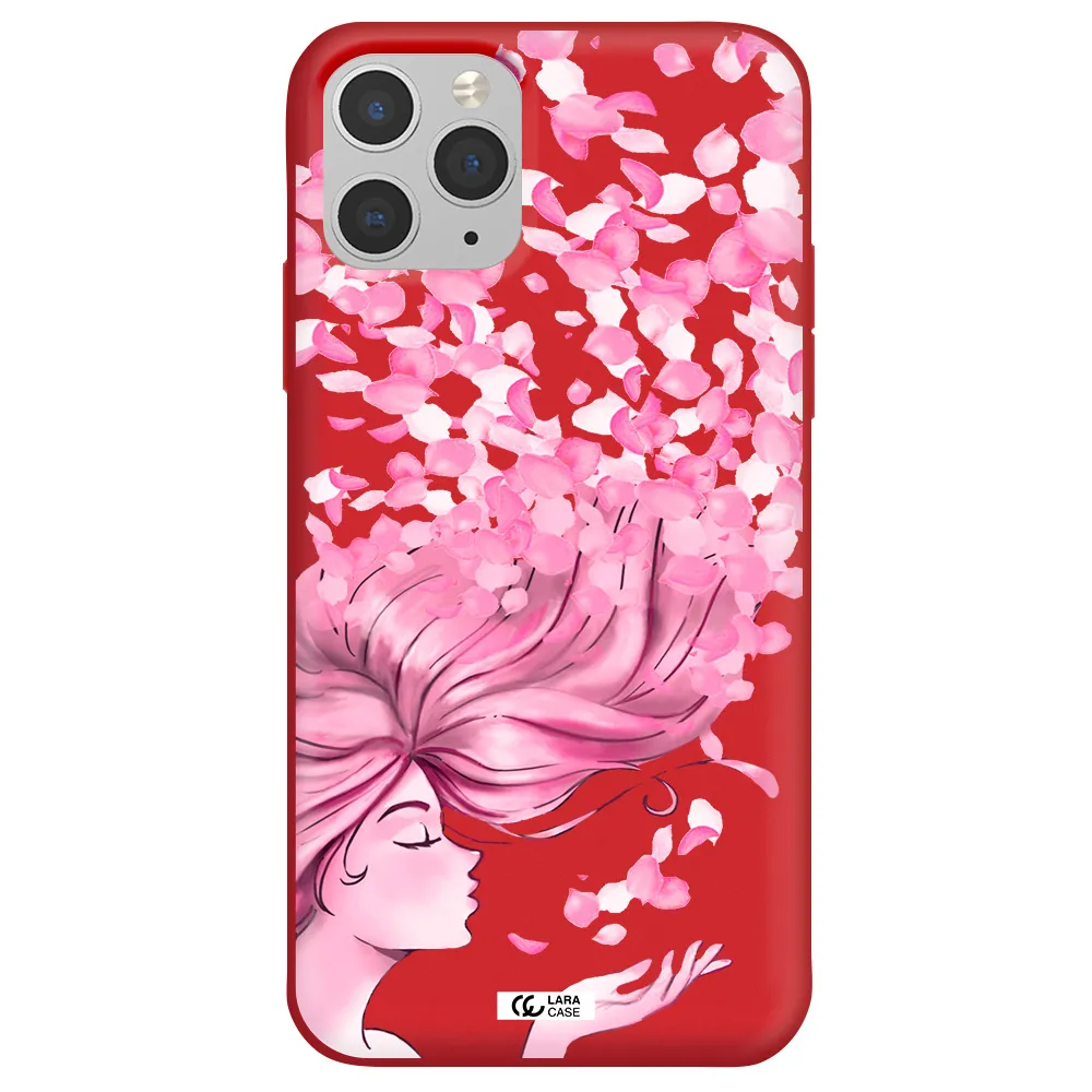 Sakura Leaves Hair Apple iPhone 11 pro max Silicone Imperial Red Case