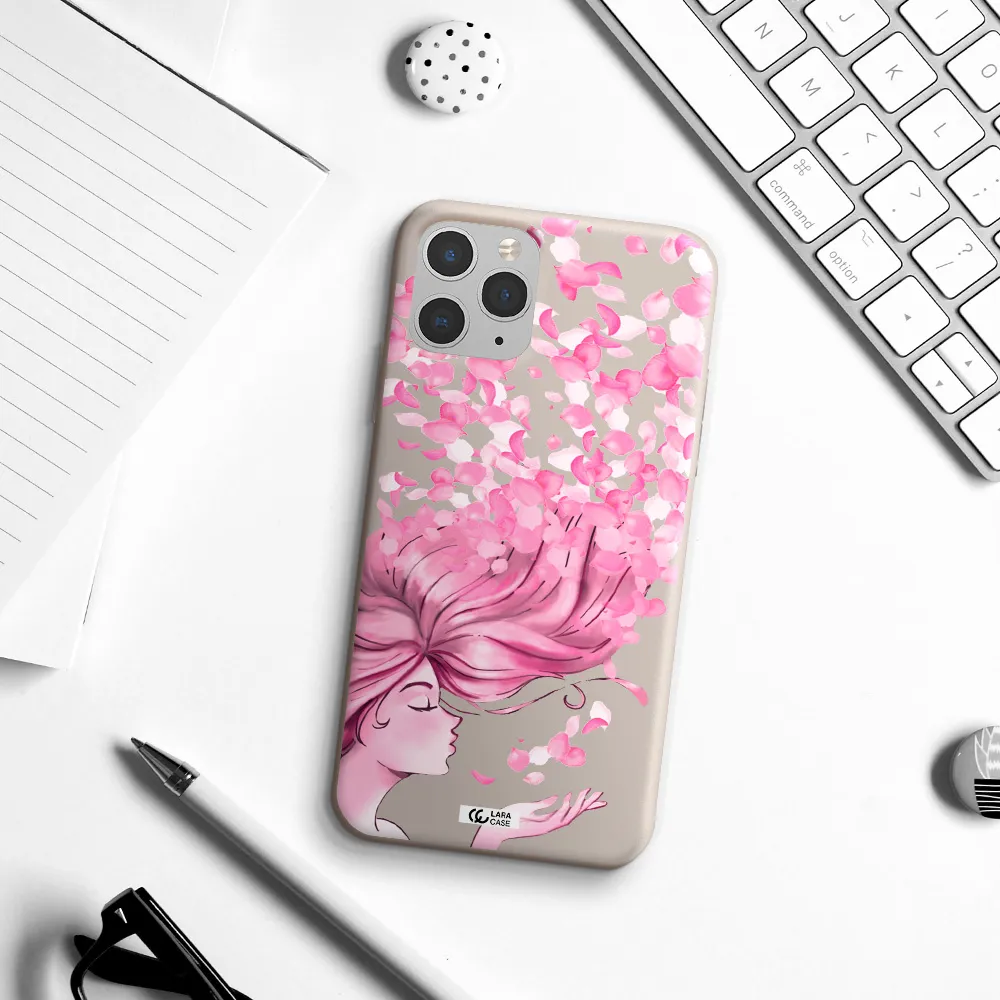 Sakura Leaves Hair Apple iPhone 11 pro max Silicone Stone Case