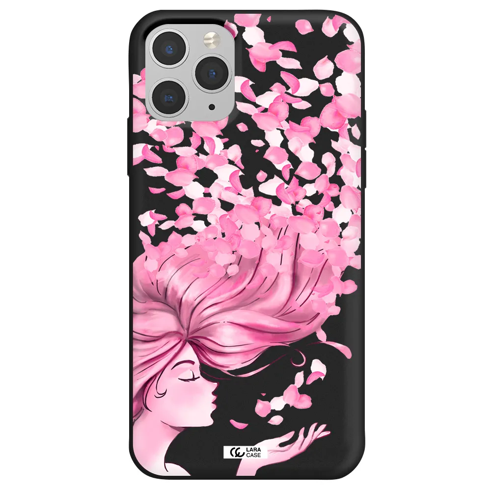 Sakura Leaves Hair Apple iPhone 11 pro Silicone black Case