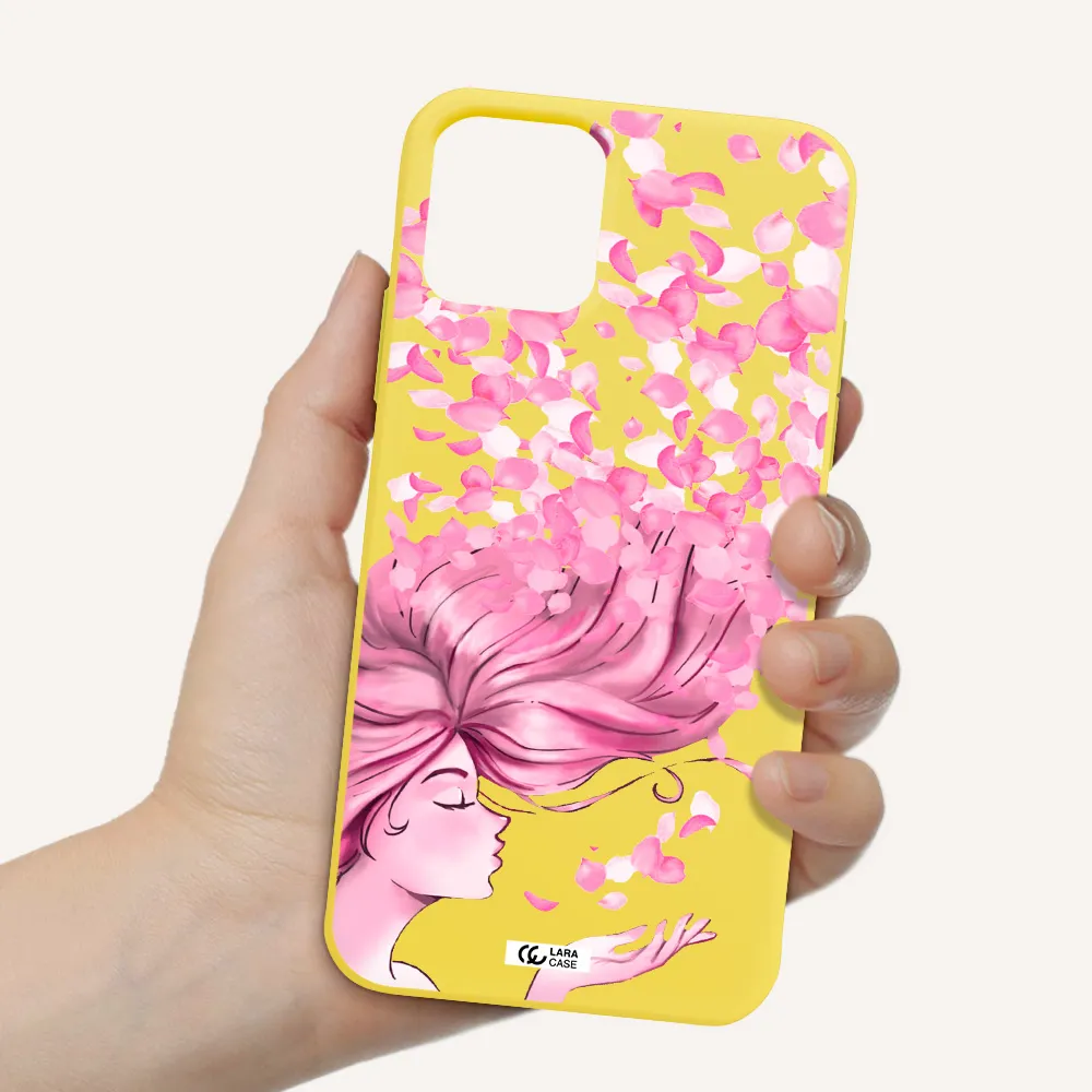 Sakura Leaves Hair Apple iPhone 11 pro Silicone canary yellow Case