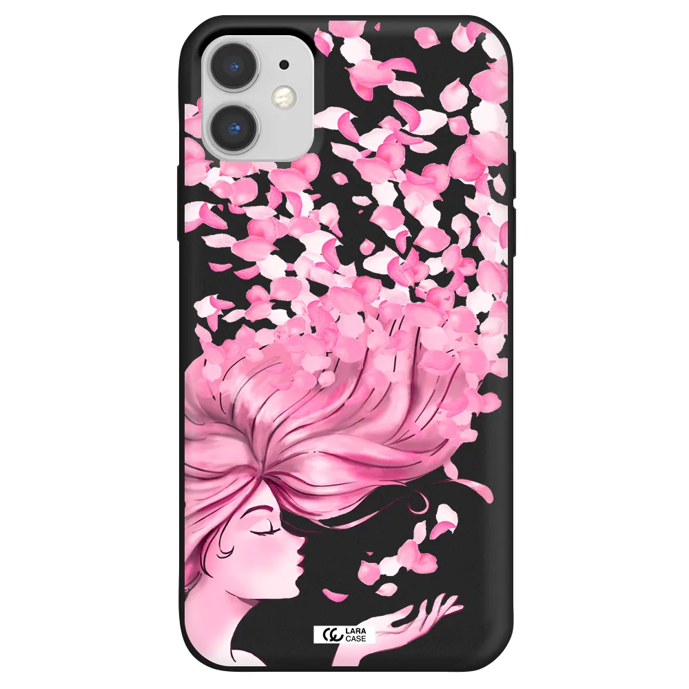 Sakura Leaves Hair Apple iPhone 11 Silicone black Case