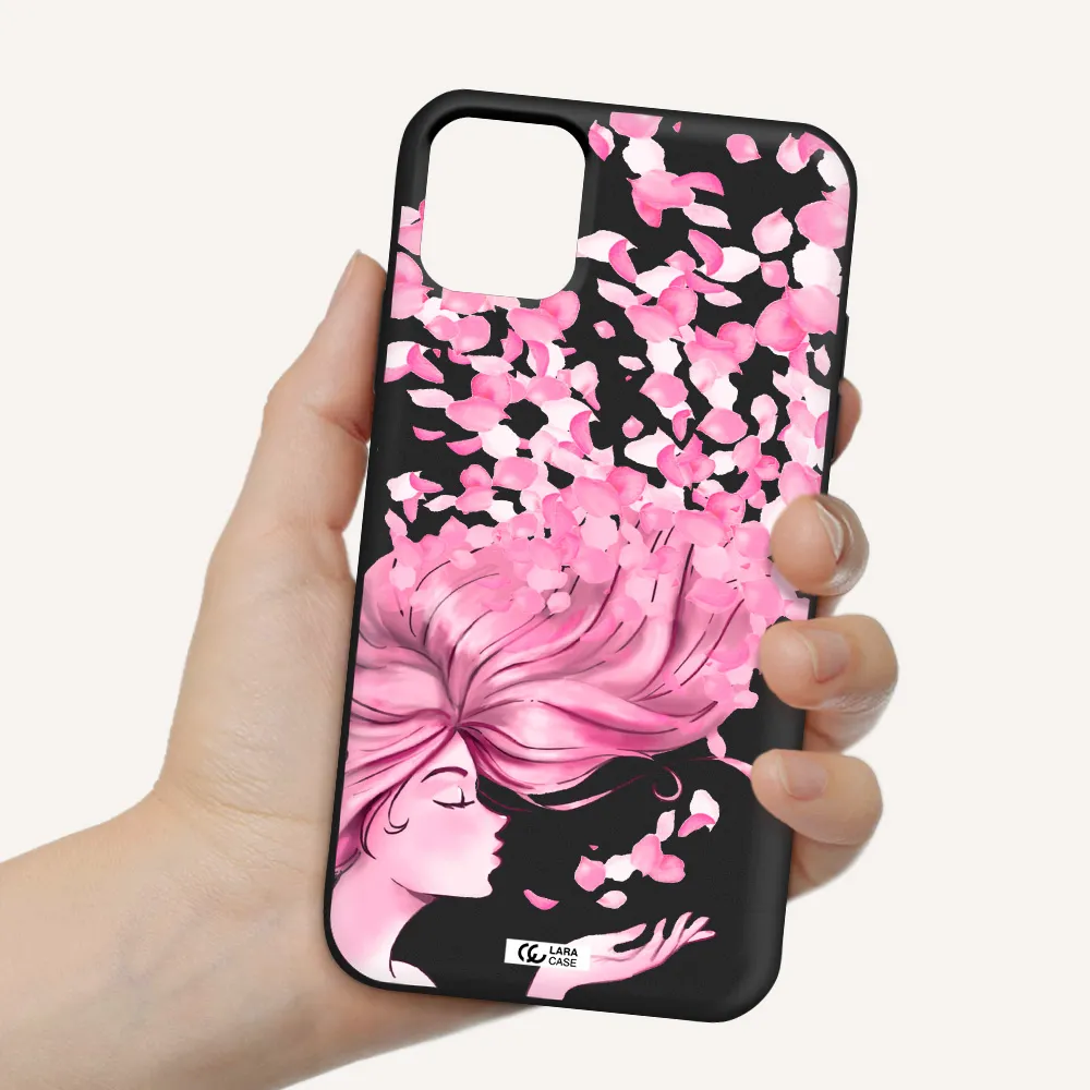 Sakura Leaves Hair Apple iPhone 11 Silicone black Case