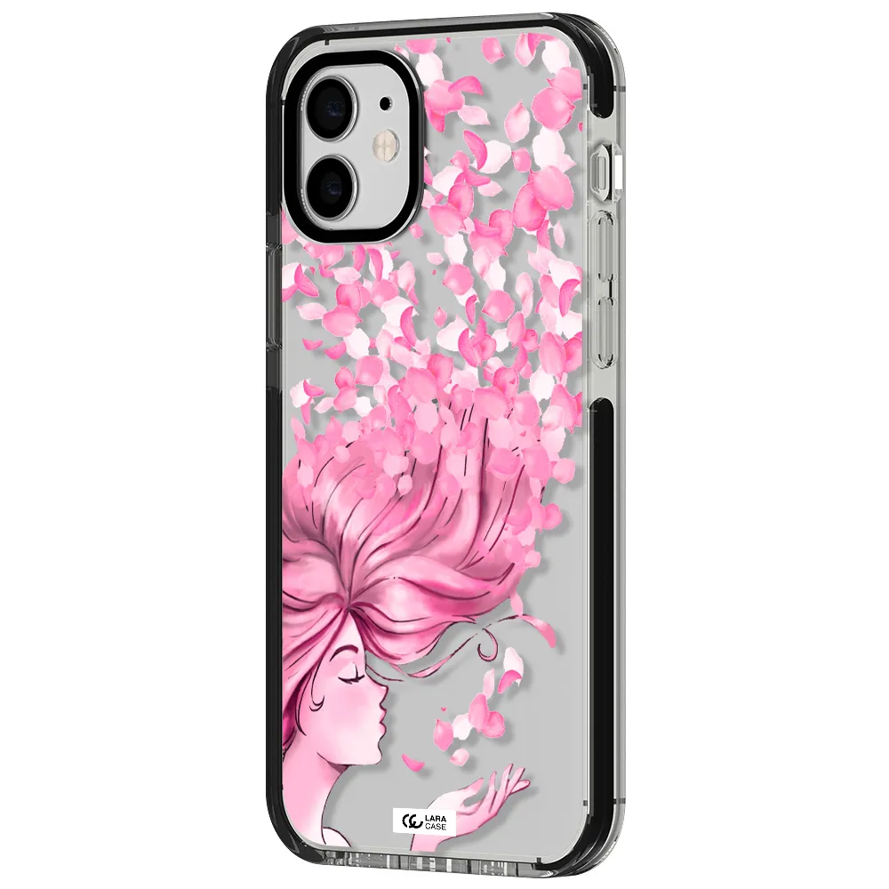 Sakura Leaves Hair Apple iPhone 12 impact black border Case