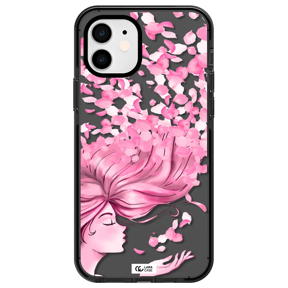 Sakura Leaves Hair Apple iPhone 12 impact Smoke Black Case