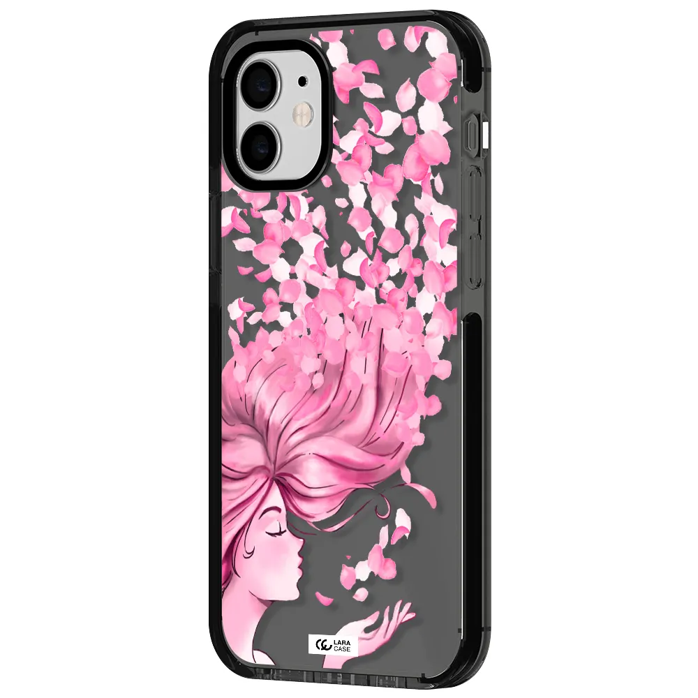 Sakura Leaves Hair Apple iPhone 12 impact Smoke Black Case