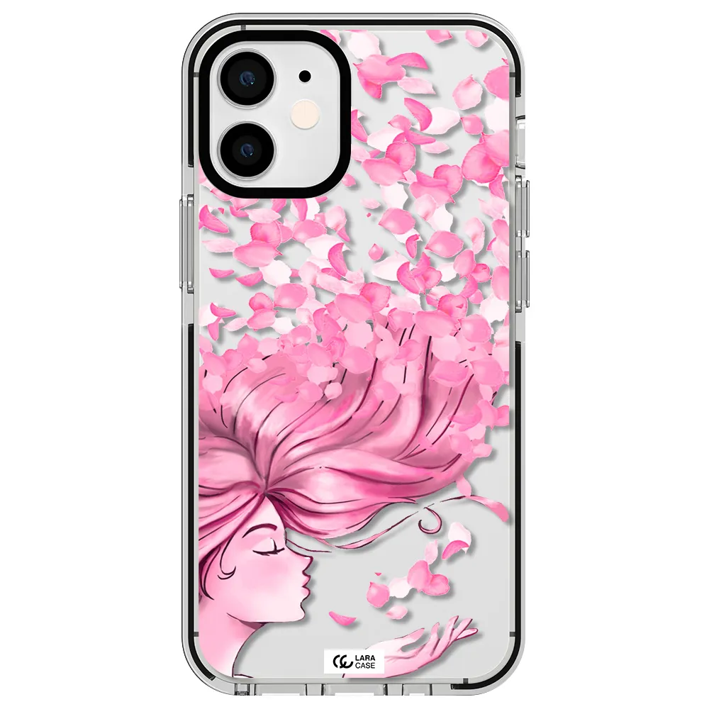 Sakura Leaves Hair Apple iPhone 12 mini impact black border Case