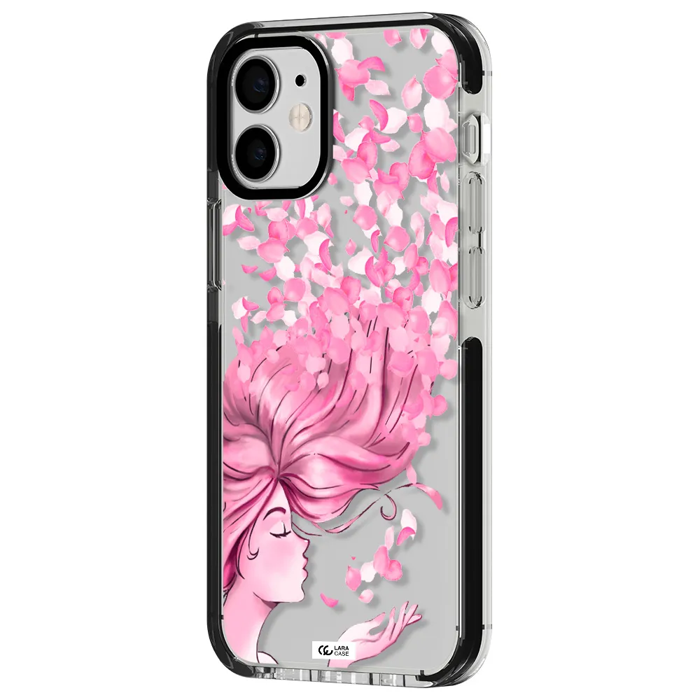 Sakura Leaves Hair Apple iPhone 12 mini impact black border Case