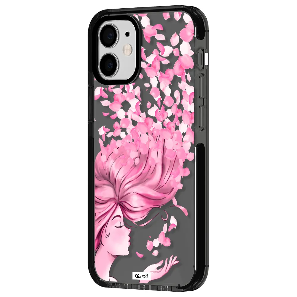Sakura Leaves Hair Apple iPhone 12 mini impact Smoke Black Case