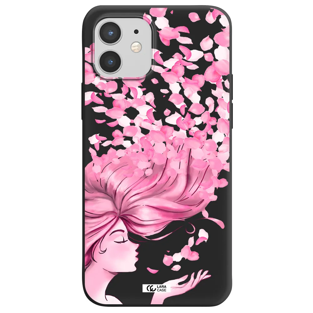 Sakura Leaves Hair Apple iPhone 12 mini Silicone black Case