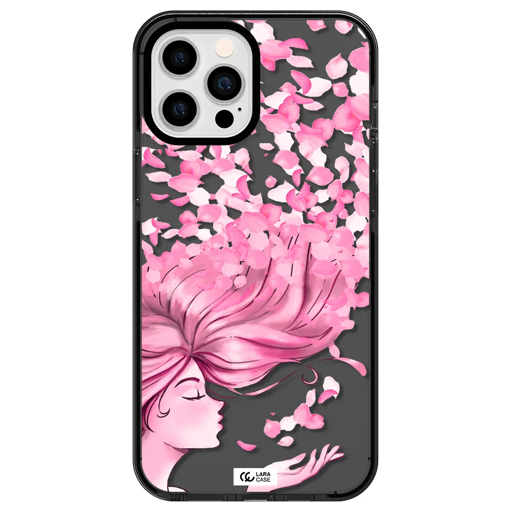 Sakura Leaves Hair Apple iPhone 12 pro max impact Smoke Black Case