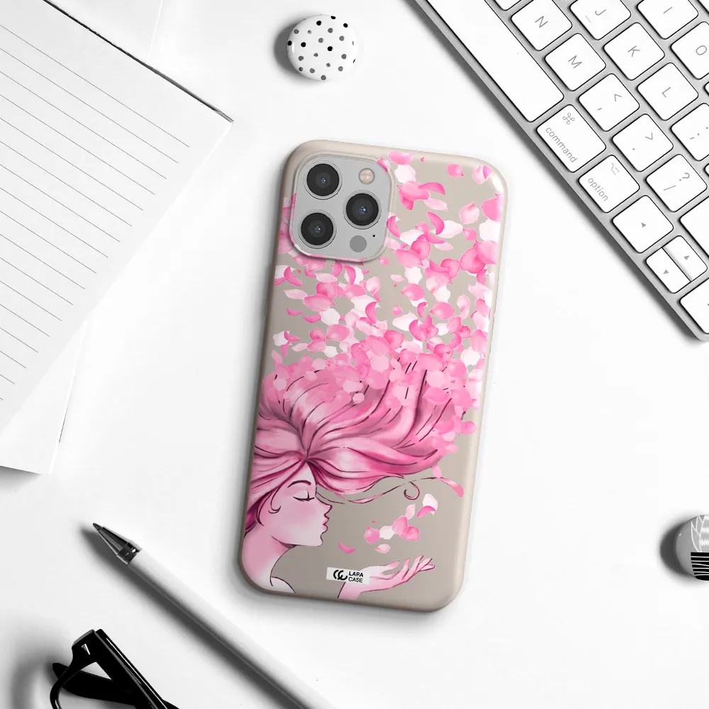 Sakura Leaves Hair Apple iPhone 12 pro max Silicone Stone Case