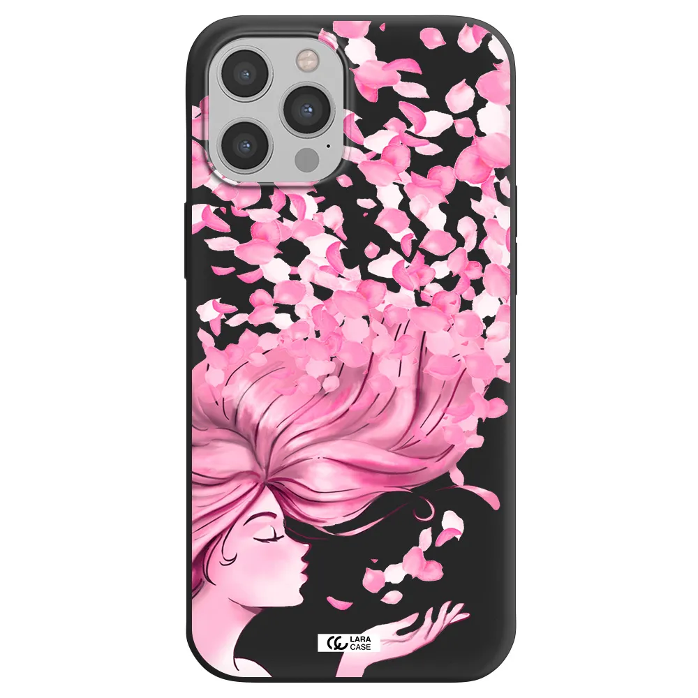 Sakura Leaves Hair Apple iPhone 12 pro Silicone black Case