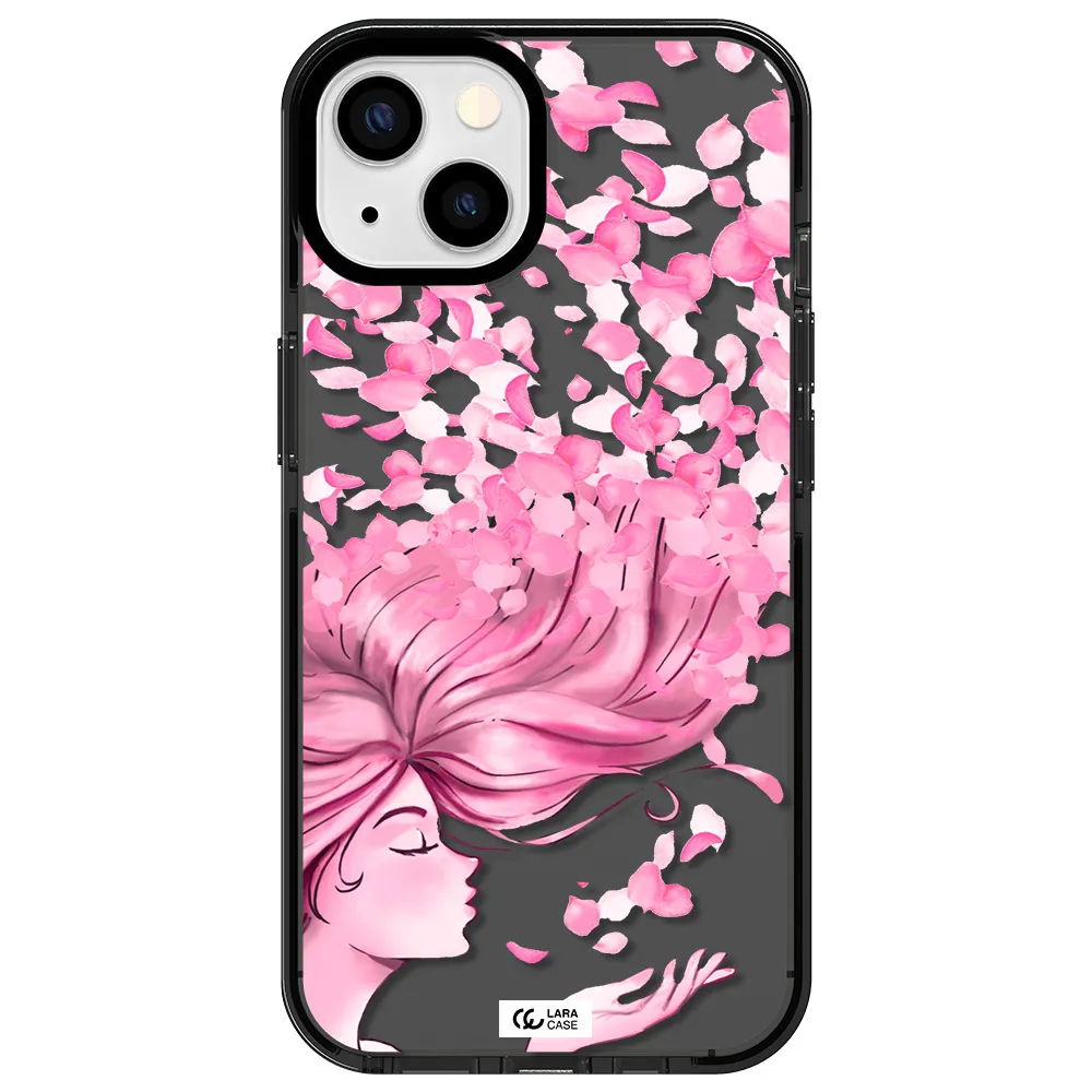 Sakura Leaves Hair Apple iPhone 13 impact Smoke Black Case