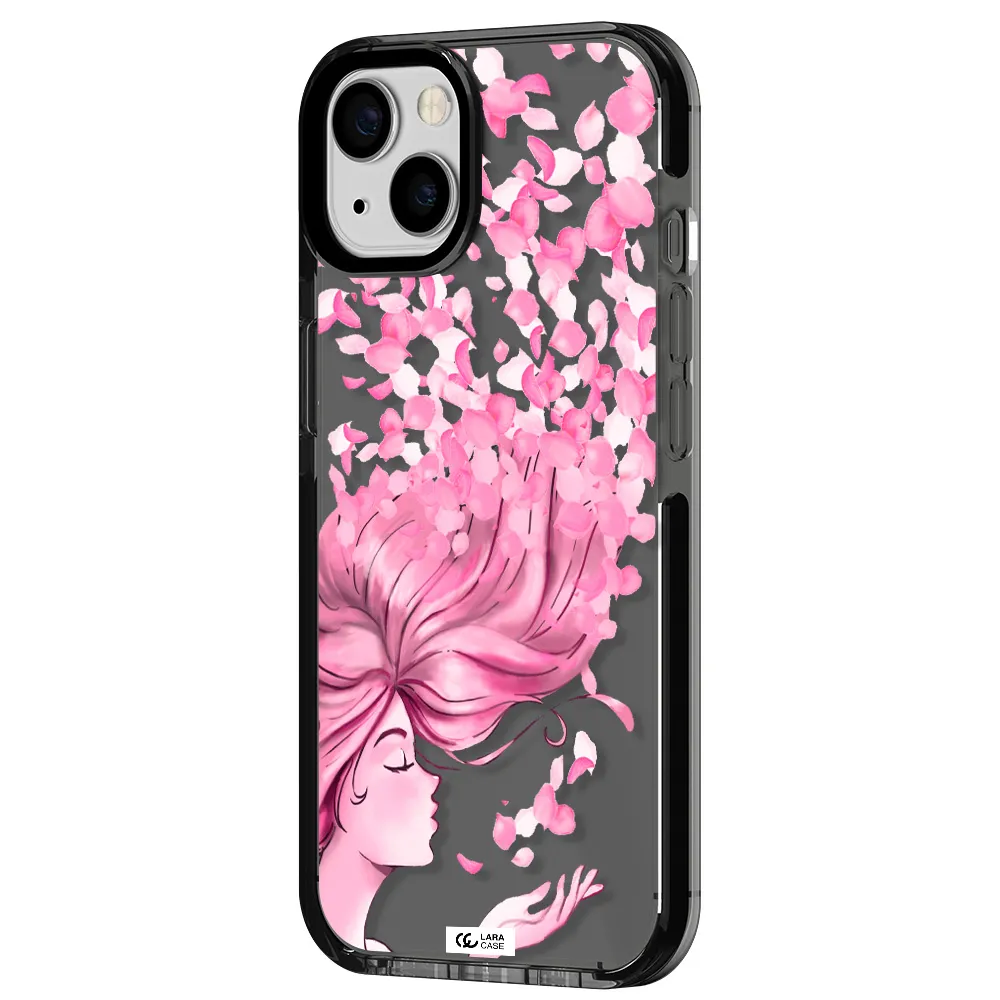 Sakura Leaves Hair Apple iPhone 13 impact Smoke Black Case