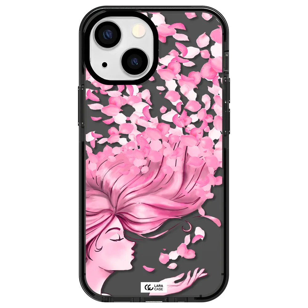 Sakura Leaves Hair Apple iPhone 13 mini impact Smoke Black Case