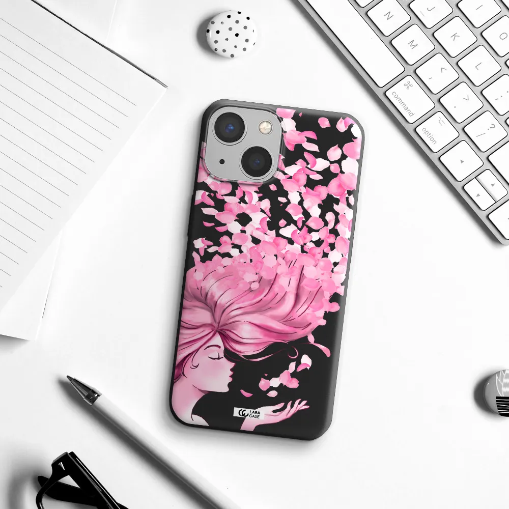 Sakura Leaves Hair Apple iPhone 13 mini Silicone black Case