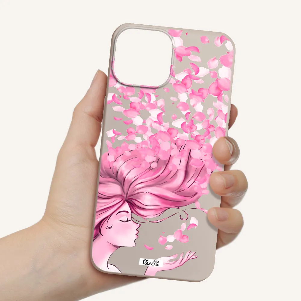Sakura Leaves Hair Apple iPhone 13 mini Silicone Stone Case