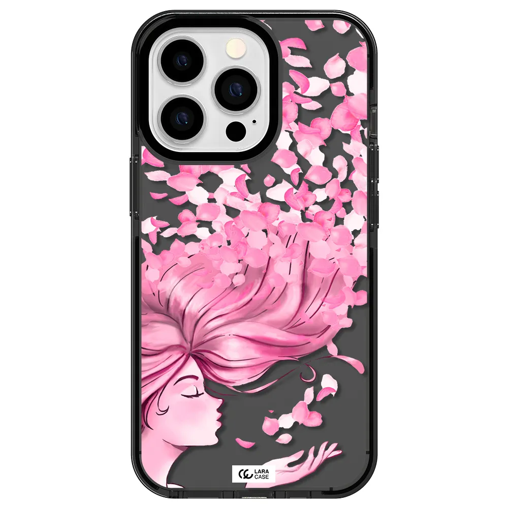 Sakura Leaves Hair Apple iPhone 13 Pro impact Smoke Black Case