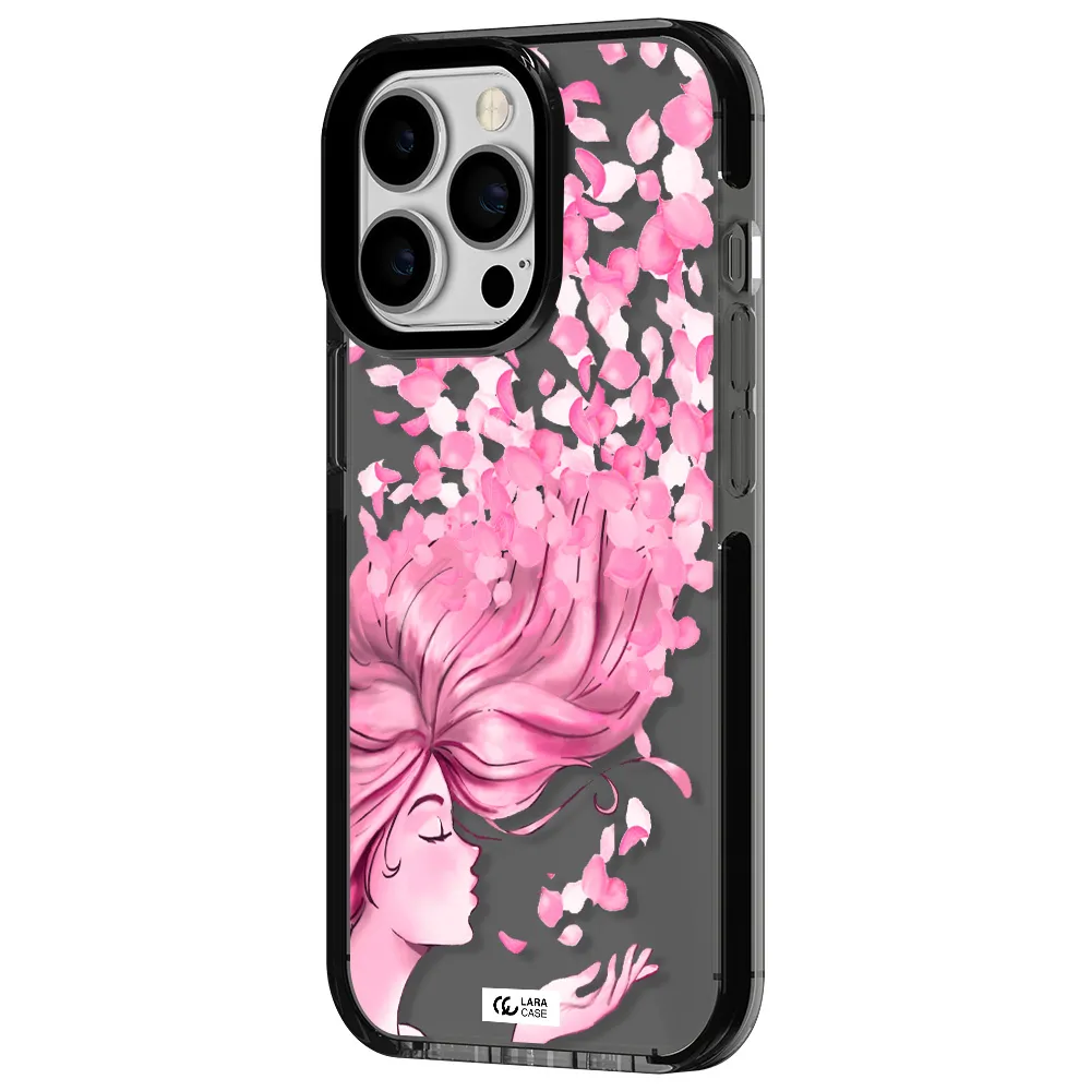 Sakura Leaves Hair Apple iPhone 13 Pro impact Smoke Black Case
