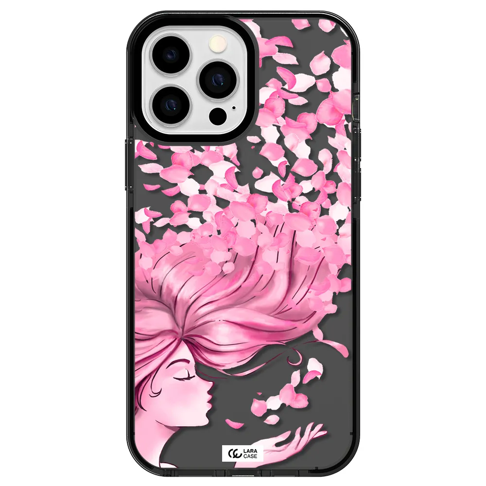 Sakura Leaves Hair Apple iPhone 13 Pro Max impact Smoke Black Case