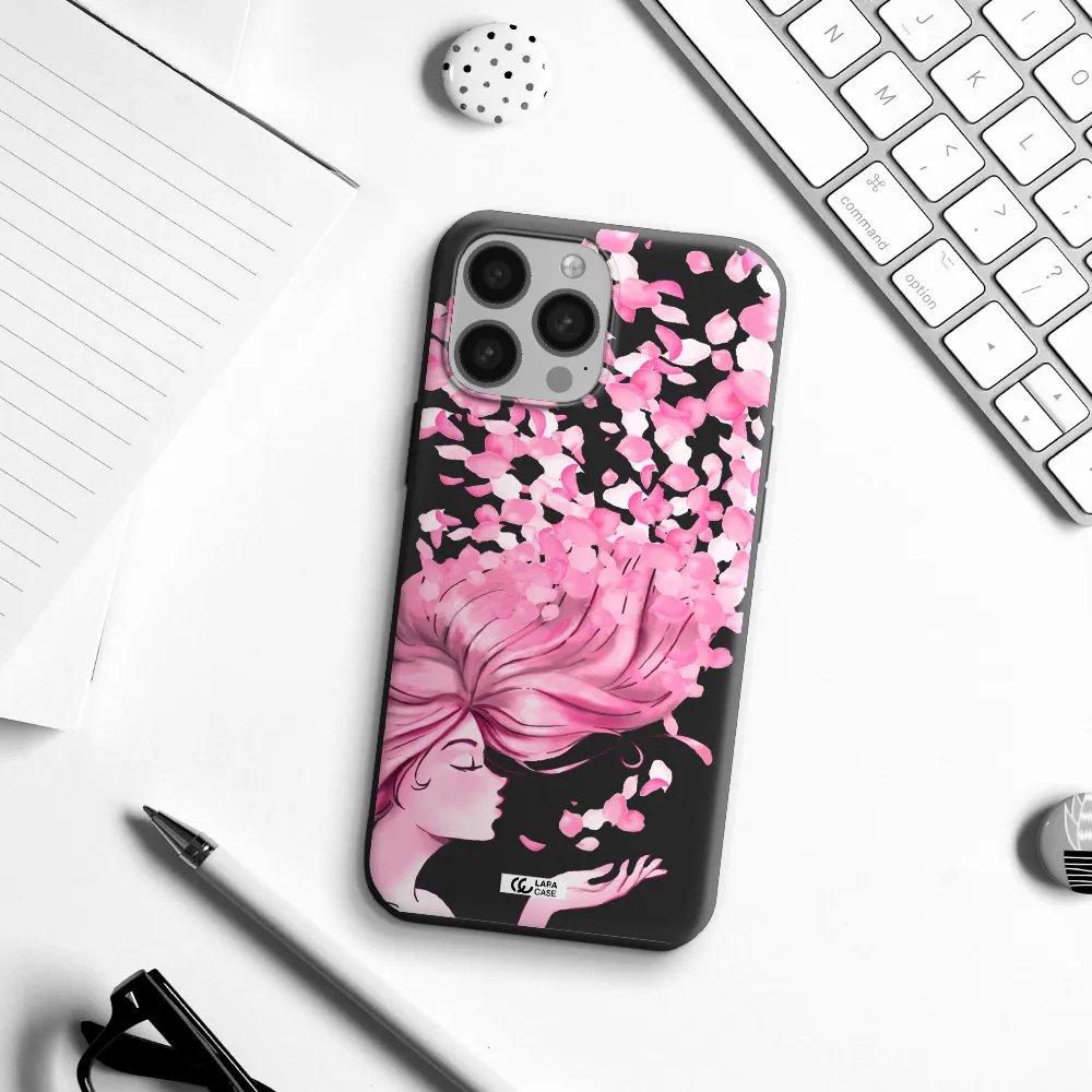 Sakura Leaves Hair Apple iPhone 13 Pro Max Silicone black Case
