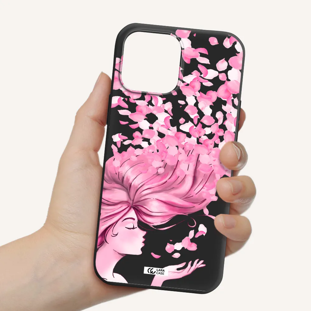 Sakura Leaves Hair Apple iPhone 13 Pro Silicone black Case