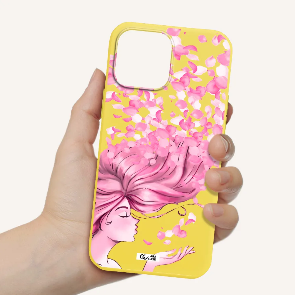 Sakura Leaves Hair Apple iPhone 13 Pro Silicone canary yellow Case