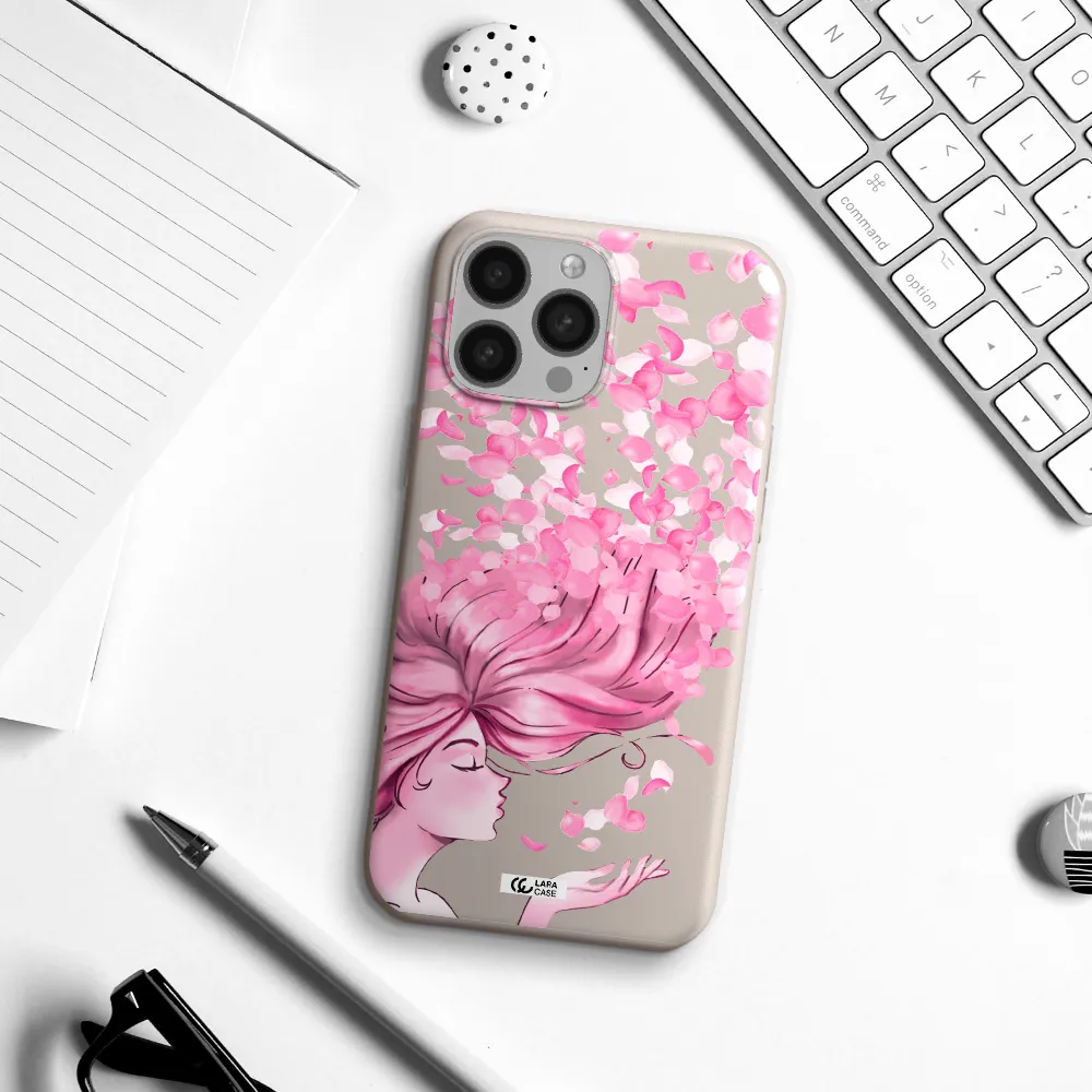 Sakura Leaves Hair Apple iPhone 13 Pro Silicone Stone Case