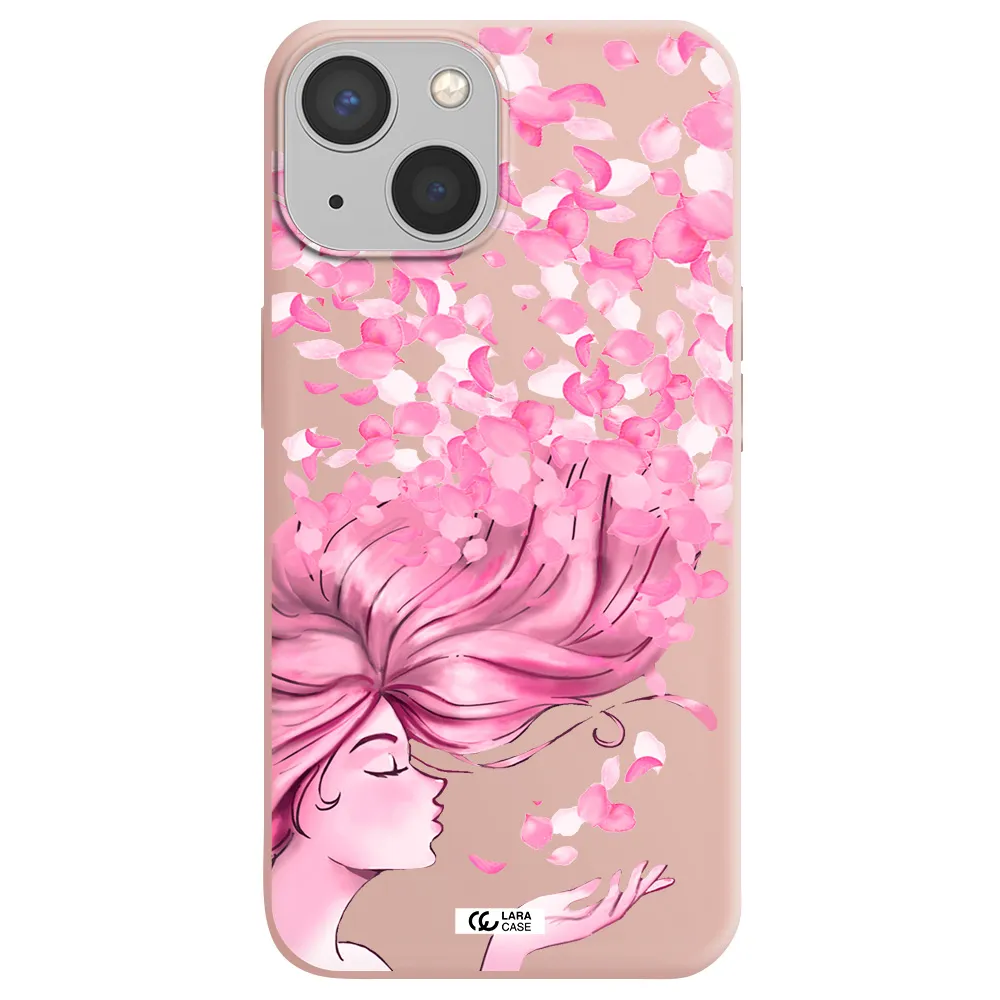 Sakura Leaves Hair Apple iPhone 13 Silicone pastel pink Case