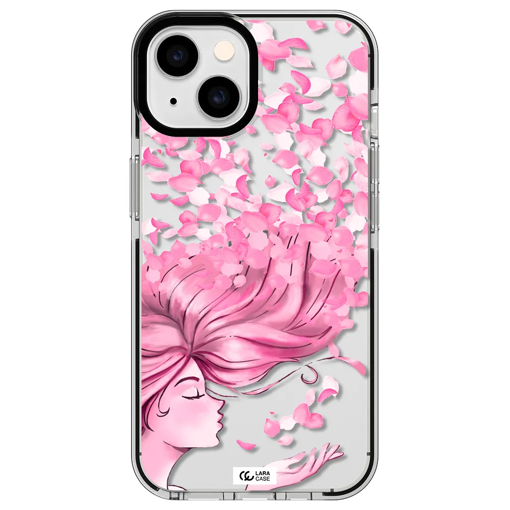 Sakura Leaves Hair Apple iPhone 14 impact black border Case