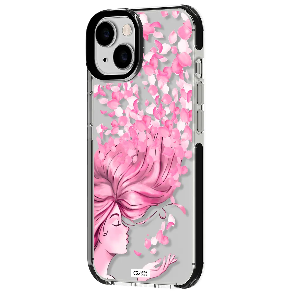 Sakura Leaves Hair Apple iPhone 14 impact black border Case