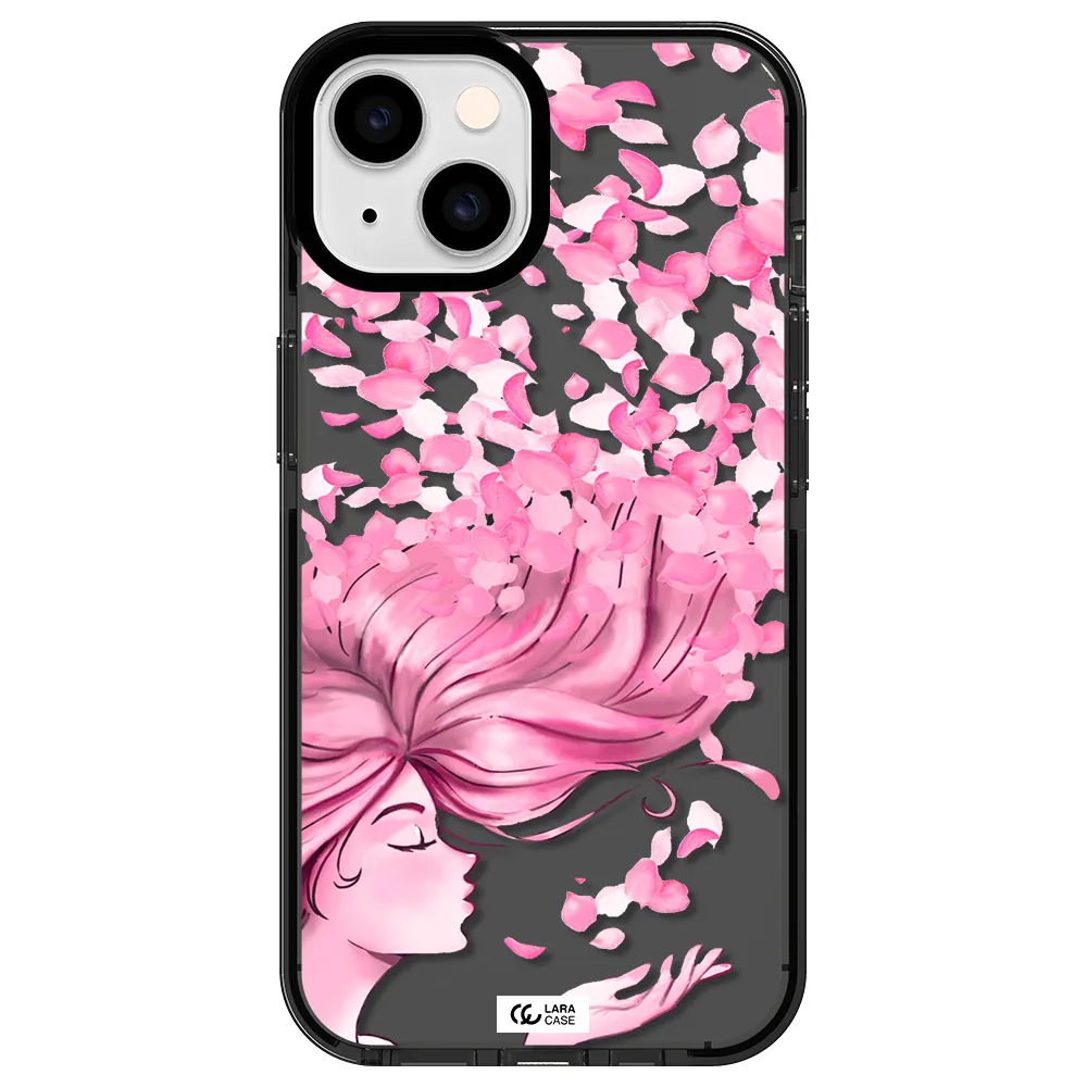 Sakura Leaves Hair Apple iPhone 14 impact Smoke Black Case