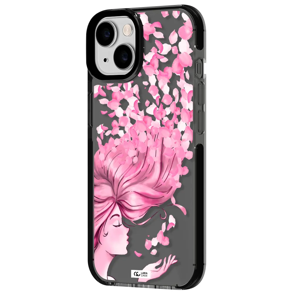 Sakura Leaves Hair Apple iPhone 14 impact Smoke Black Case